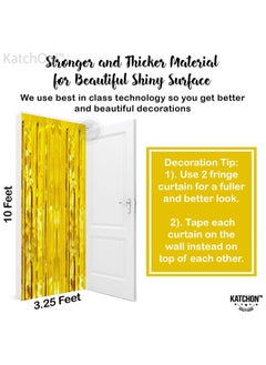 KATCHON Gold Backdrop Curtain - 3.2x8 Feet, Pack of 1 | Gold Fringe Backdrop for Golden Birthday Party Decorations | Gold Streamers For Eid Decorations  - Image 3
