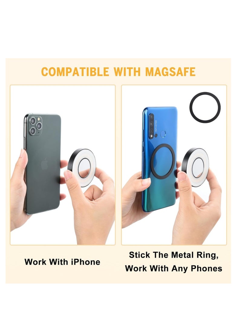 Magnetic Ring Light for Phone, LED Phone Light with Clip, Magnetic Back Selfie Light for iPhone and Android, Rechargeable LED Selfie Ring Light for Makeup, Video Conference, Camera, TikTok, Black  - Image 2