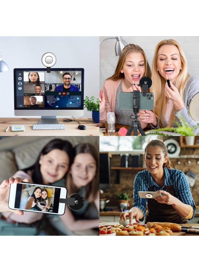 Magnetic Ring Light for Phone, LED Phone Light with Clip, Magnetic Back Selfie Light for iPhone and Android, Rechargeable LED Selfie Ring Light for Makeup, Video Conference, Camera, TikTok, Black  - Image 3