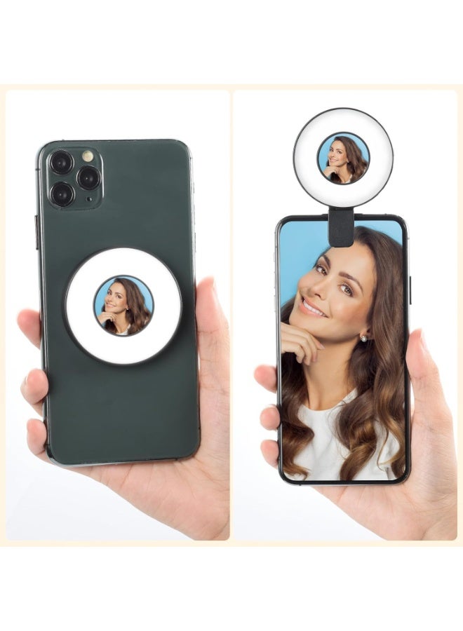 Magnetic Ring Light for Phone, LED Phone Light with Clip, Magnetic Back Selfie Light for iPhone and Android, Rechargeable LED Selfie Ring Light for Makeup, Video Conference, Camera, TikTok, Black  - Image 4