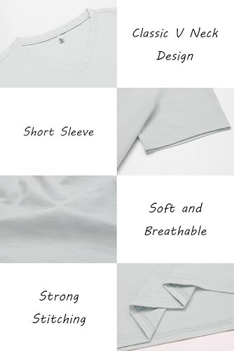 COOFANDY Men's T Shirts Short Sleeve Classic V Neck T-Shirt Casual Summer Basic Tee Shirt White - Image 5