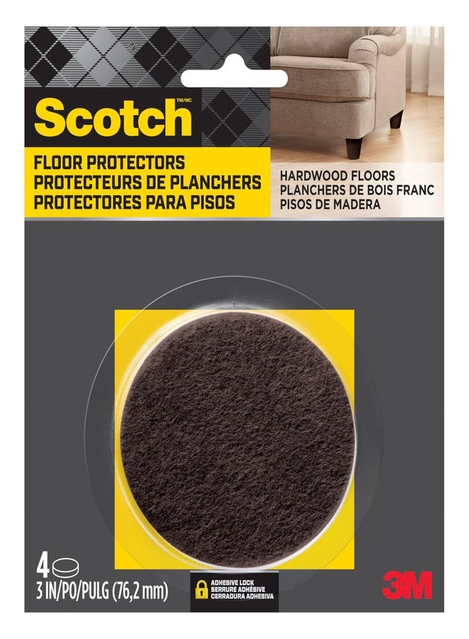 Scotch Felt Pads, Felt Furniture Pads for Protecting Hardwood Floors, Round, 3-in Diameter, Brown, 4 Pads - Image 1