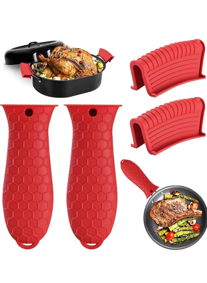 4 Pack Silicone Hot Handle Holder Cover, Silicone Pot Holders Heat Resistant Assist Pan Handle Sleeve for Cast Iron Skillet Metal Pan - Image 1