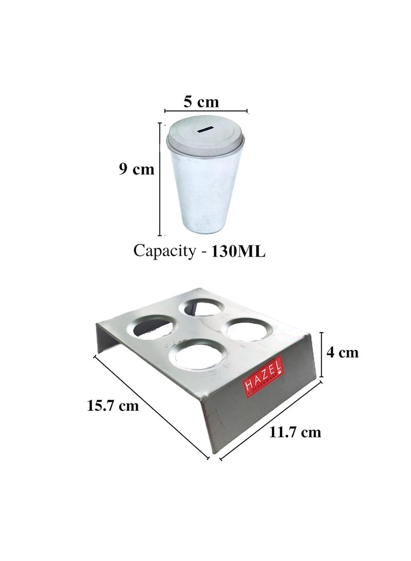 هايزل قالب كولفي من الألومنيوم قابل لإعادة الاستخدام |(قالب كولفي - 5 × 9 سم، حامل كولفي - 15.7 × 11.7 × 4 سم) صانع كولفي للأطفال والكبار | قالب حلوى محلي الصنع (4 قطع مخروطية مع حامل (غطاء فتحة) مجموعة من 4 قطع - Image 4