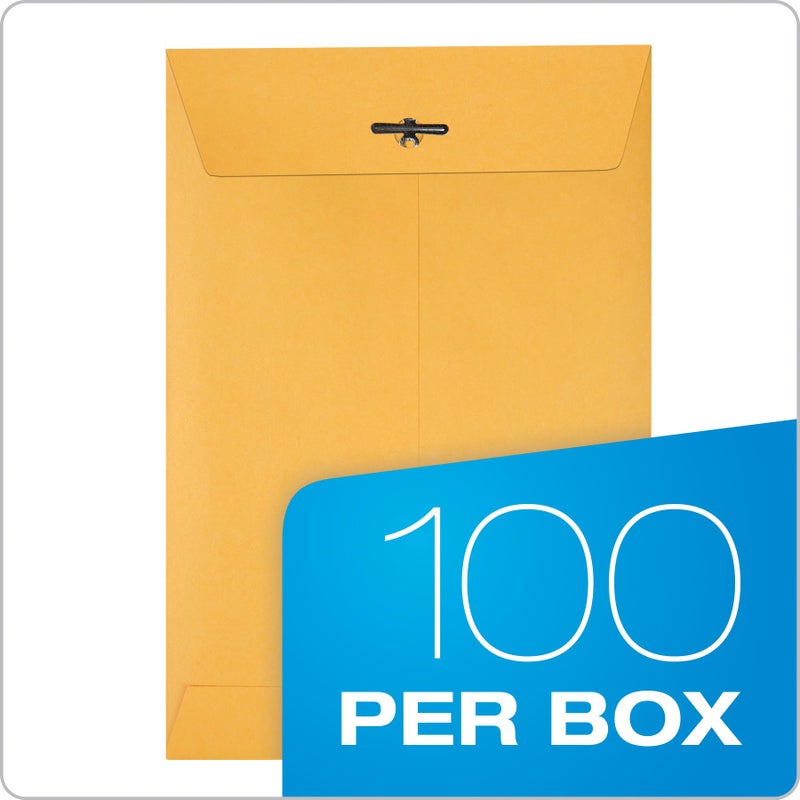 Quality Park 6x9 Clasp Envelopes, Extra Heavyweight 32 lb. Manila Kraft Envelopes, Gummed Seal and Clasp for Storing or Mailing, 100/Box (QUA37755) - Image 4