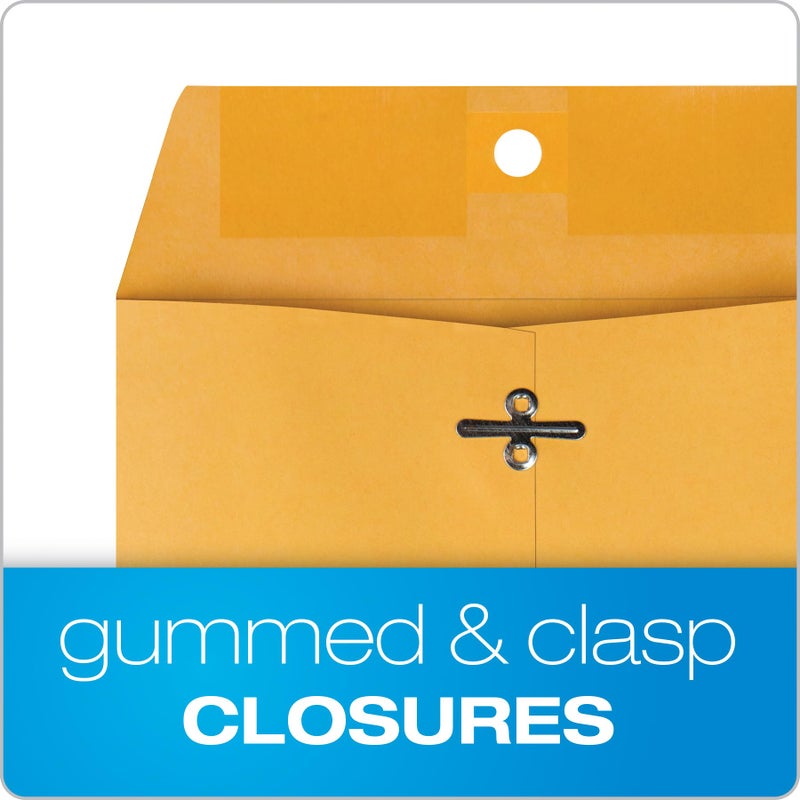 Quality Park 6x9 Clasp Envelopes, Extra Heavyweight 32 lb. Manila Kraft Envelopes, Gummed Seal and Clasp for Storing or Mailing, 100/Box (QUA37755) - Image 3