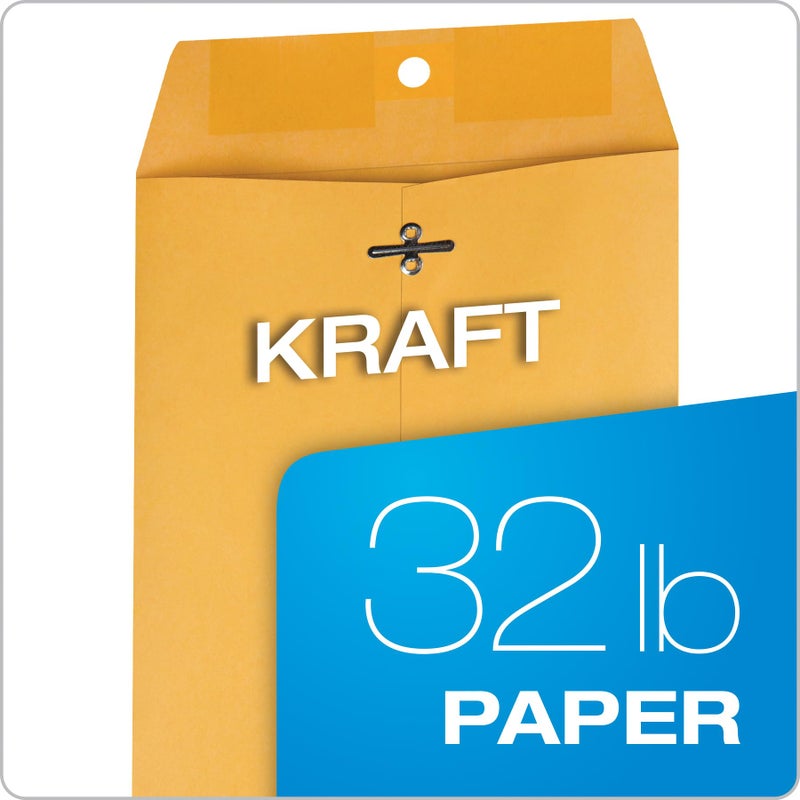 Quality Park 6x9 Clasp Envelopes, Extra Heavyweight 32 lb. Manila Kraft Envelopes, Gummed Seal and Clasp for Storing or Mailing, 100/Box (QUA37755) - Image 5