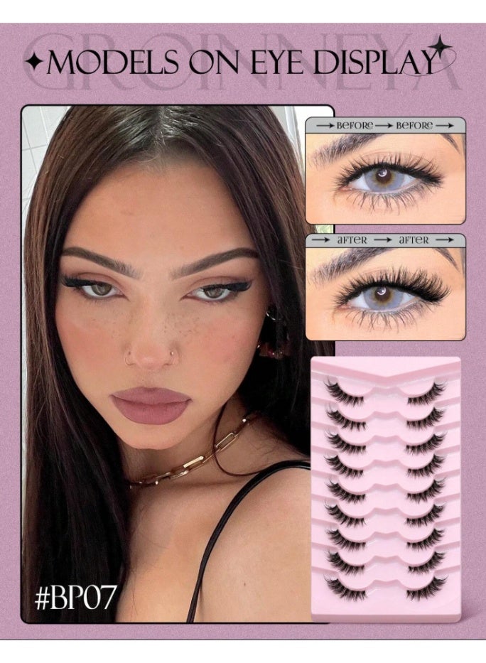 Shein 9 Pairs Half Lashes Cat Eye Style - 3D Faux Mink False Eyelashes with Clear Band for Natural Makeup - Image 1