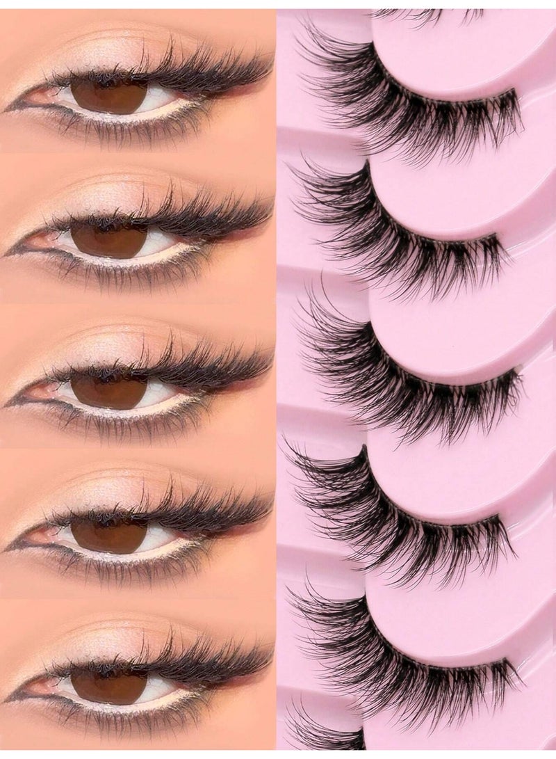 Shein 9 Pairs Half Lashes Cat Eye Style - 3D Faux Mink False Eyelashes with Clear Band for Natural Makeup - Image 5