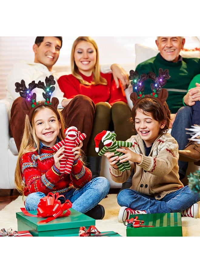 3 اوترس 3 قطع من عصابات رأس الرنة المضيئة، عصابة رأس الرنة الكريسماسية مع حلقات شعر قرن الغزال المضيئة بالترتر اللامع للأطفال والنساء لحفلات الكريسماس - Image 5