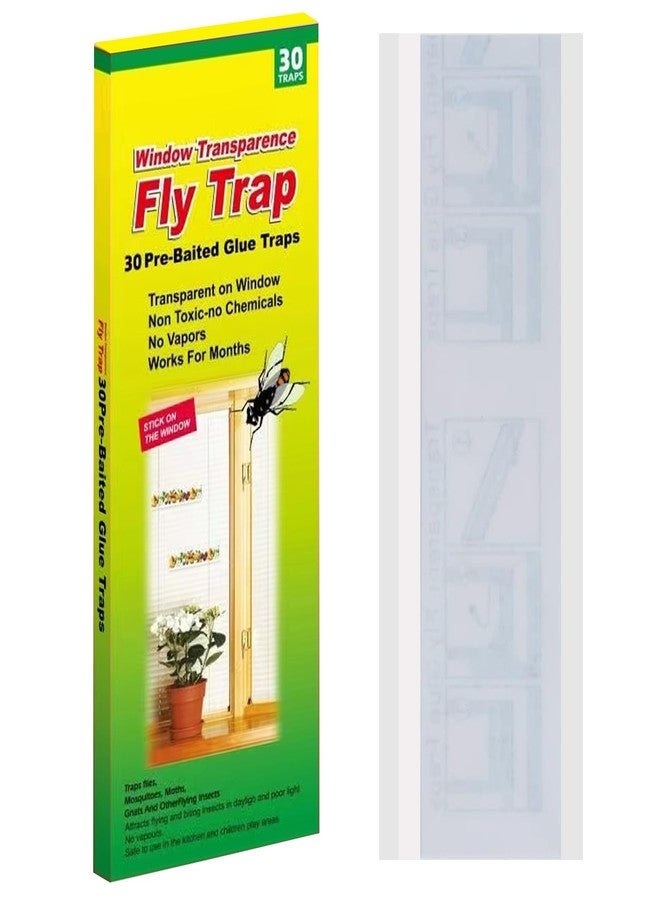 Mosqueda Window Fly Traps, 30 Pack Sticky Fly Traps for Indoors, Fly Catchers for Inside Home, Waterproof & Non-Toxic Adhesive Sticky Paper Trap for Mosquitos Bugs Housefy Fruit Fly Flying Gnats - Image 1