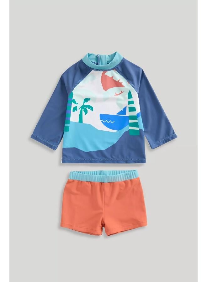 mothercare Sunsafe UPF50+ Rash Vest and Swim Shorts Set  - Image 1