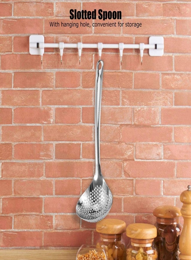 BORDSTRACT Stainless Steel Skimmer, Skimmer Slotted Spoon, Slotted Spoons, kitchen spoons for cooking, Strainer Ladle with Long Handle For Draining & Frying - Image 5
