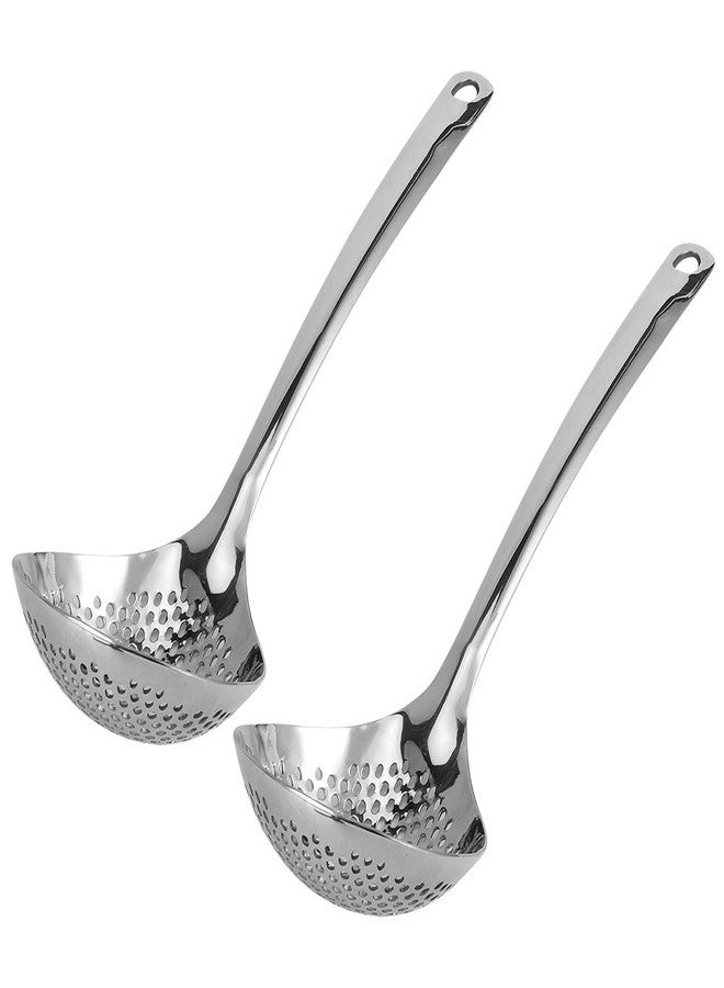 BORDSTRACT Stainless Steel Skimmer, Skimmer Slotted Spoon, Slotted Spoons, kitchen spoons for cooking, Strainer Ladle with Long Handle For Draining & Frying - Image 1