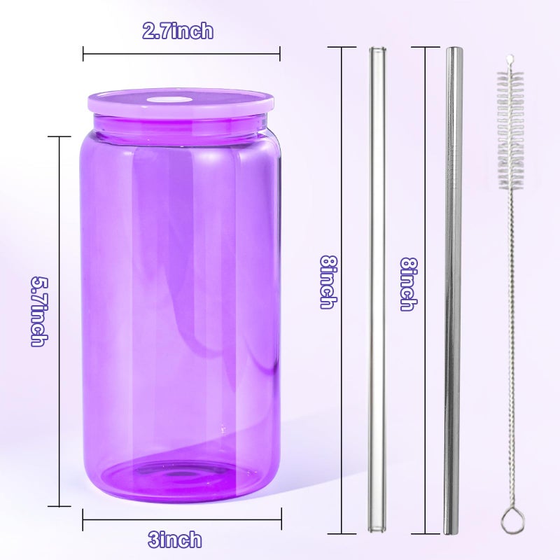 CHLJAR 16oz Plastic Mason Jars, 6Pack Clear Mason Drinking Acrylic Cups with Lids and Stainless Steel Straws Iced Coffee Cups Shatterproof Unbreakable Tumblers for Smoothies, Beer, Coffee, Milk Tea, Colored - Image 2