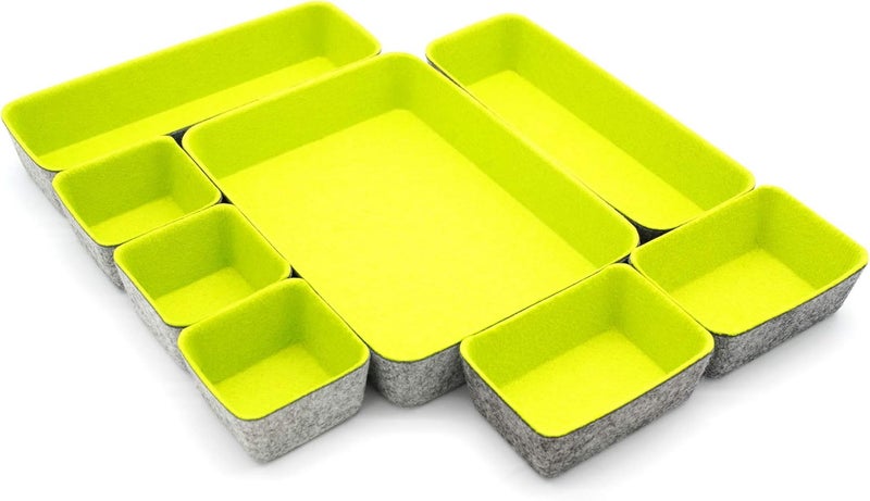 Welaxy desk drawer organizer tray dividers small felt storage bin sturdy but soft for office suppliers entryway catchall key holder makeup crafts pens decluttering 8-piece (Spring Green) - Image 3