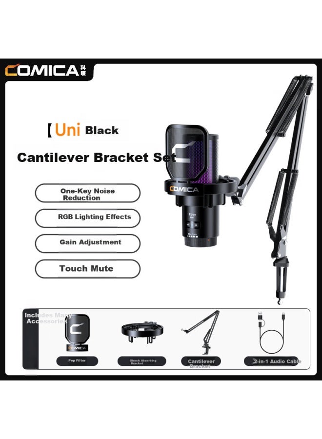 Comica Uni Professional Studio-grade Wired Rgb Colorful Desktop Heart-shaped Condenser Microphone With Boom Arm Stand Black - Image 5