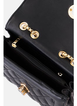 Urban Expressions Women Quilted Cross Body Bag 19 L x 14 H x 7 W cm, Black  - Image 4