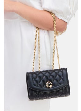 Urban Expressions Women Quilted Cross Body Bag 19 L x 14 H x 7 W cm, Black  - Image 2
