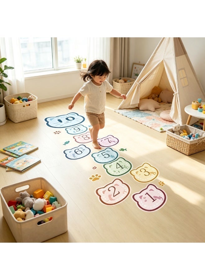 10 Number DIY Hopscotch Game Wall Stickers Floor Decals Wall Decals Set Colorful Rainbow Floor Decals for Baby Kids Room Nursery Classroom Play Room - Image 1