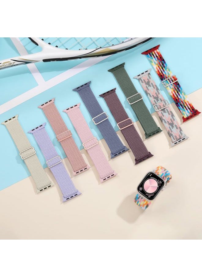 Getino - 10 Pack Braided Stretchy Compatible with Apple Watch Band Women 38mm 40mm 41mm 42mm 44mm 45mm 46mm 49mm, Sport Nylon Elastic Solo Loop iWatch Strap Men for iWatch Ultra 2 SE Series 10 9 8 7 6 5 - Image 1