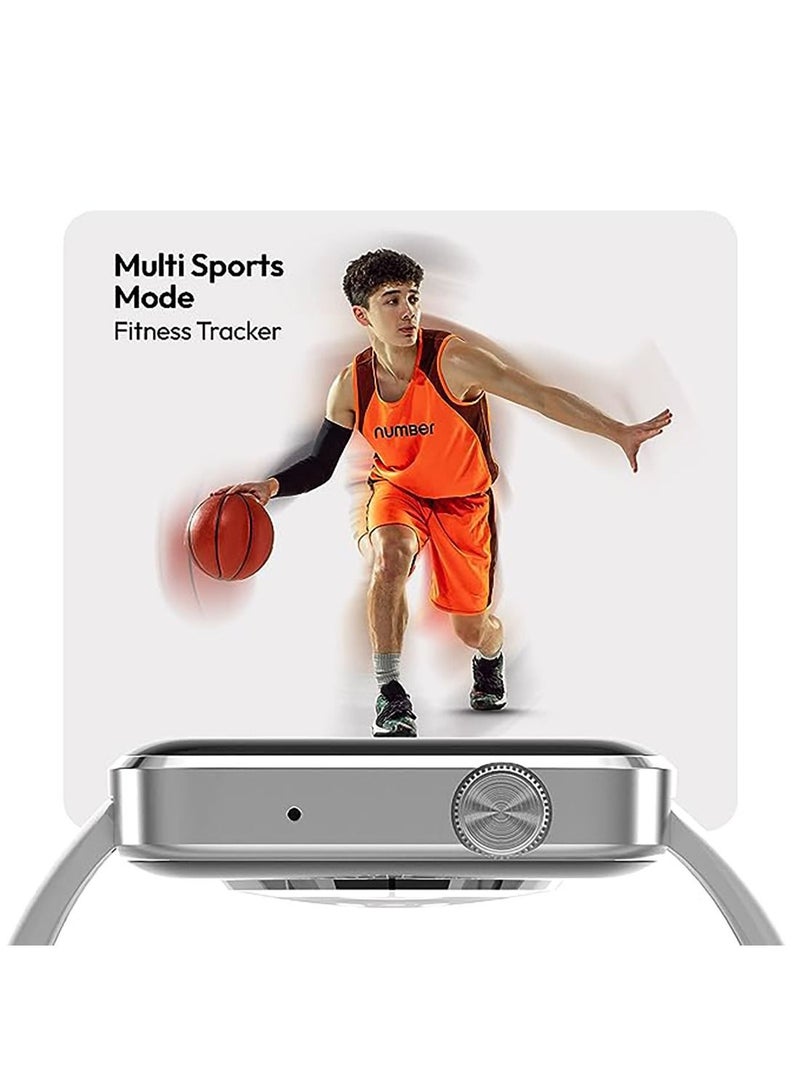 Number DialFit Pro Max Bluetooth Calling Smart Watch,Largest 1.91" Bezel-less Edge-to-Edge Display,600 Nits Brightness, Sleek Metallic Body, Wireless Charging, Health Suite \Grey Strap - Image 5