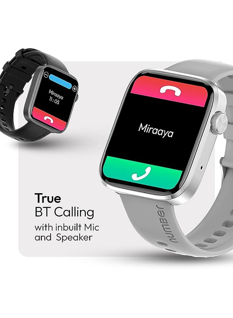 Number DialFit Pro Max Bluetooth Calling Smart Watch,Largest 1.91" Bezel-less Edge-to-Edge Display,600 Nits Brightness, Sleek Metallic Body, Wireless Charging, Health Suite \Grey Strap - Image 4