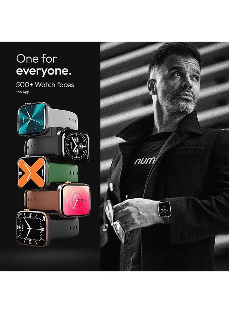 Number DialFit Pro Max Bluetooth Calling Smart Watch,Largest 1.91" Bezel-less Edge-to-Edge Display,600 Nits Brightness, Sleek Metallic Body, Wireless Charging, Health Suite \Grey Strap - Image 2