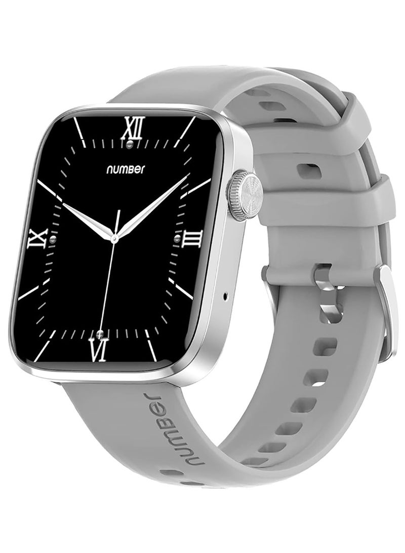Number DialFit Pro Max Bluetooth Calling Smart Watch,Largest 1.91" Bezel-less Edge-to-Edge Display,600 Nits Brightness, Sleek Metallic Body, Wireless Charging, Health Suite \Grey Strap - Image 1