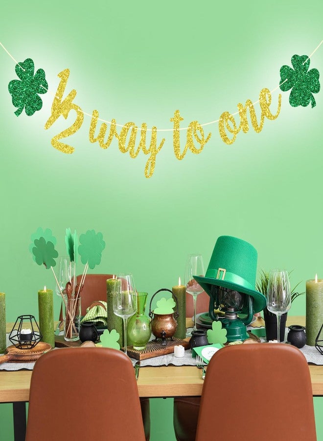 Yotawebery 1/2 Way to One Banner for St. Patrick's Day, 6 Months Birthday Decor, Shamrock Half Birthday, St. Patrick's Day Themed Baby Shower Party Decorations, Gold Glitter - Image 2
