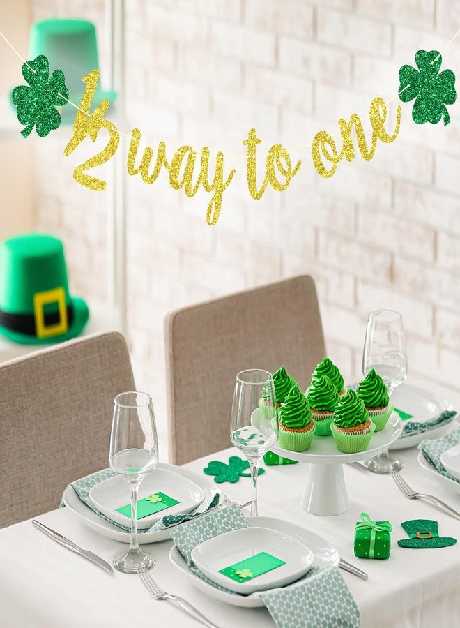 Yotawebery 1/2 Way to One Banner for St. Patrick's Day, 6 Months Birthday Decor, Shamrock Half Birthday, St. Patrick's Day Themed Baby Shower Party Decorations, Gold Glitter - Image 3