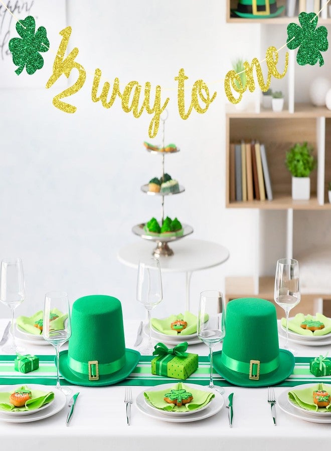 Yotawebery 1/2 Way to One Banner for St. Patrick's Day, 6 Months Birthday Decor, Shamrock Half Birthday, St. Patrick's Day Themed Baby Shower Party Decorations, Gold Glitter - Image 4
