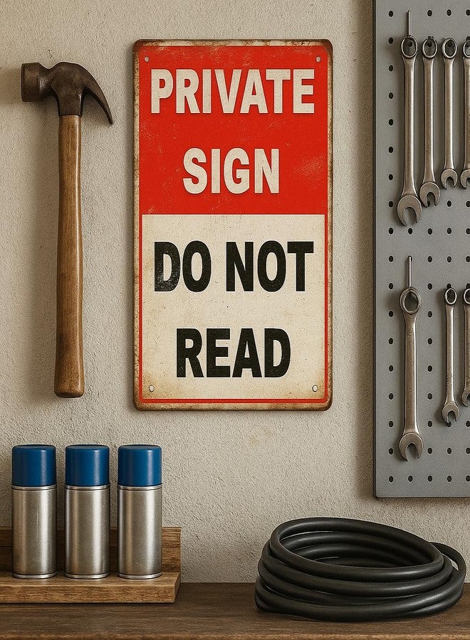 Skyocean Funny Private Sign Metal Tin Sign - “Do Not Read” Retro Humor Wall Decor - 12x8 Inch Aluminum Sign for Home, Office, Bathroom, Garage, or Man Cave - Vintage Novelty Wall Art - Image 2