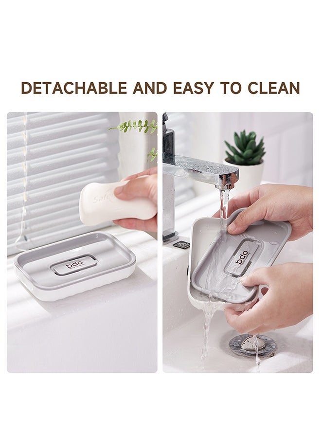 bdo - Large Soap Dish Holder, Self Draining Bar Soap Holder, Plastic Soap Bar Container, Soap Saver for Shower, Bathroom, Kitchen - Without Cover - Image 1