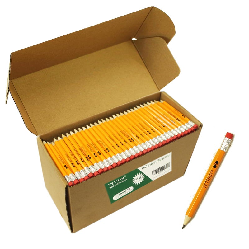 YETHAN 600Pcs Golf Pencils with Eraser Tops,Hexagon Half Wooden pencils, Pre Sharpened 2# HB Golf Back to School Office 4" Mini 600 count/Box - Image 4