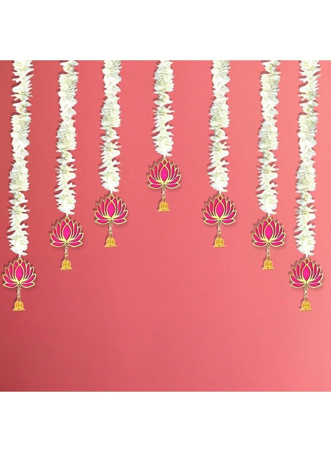 BENAVJI BENAVJI Handmade MDF Wood Lotus Mogra Jhumki Style Hanging Decor Floral Wall Hangings for Temple, Home, Diwali, Weddings, Stage, Mandap & Festive Decorations Artificial Flowers 2.5 Feet Pack of 11  - Image 2