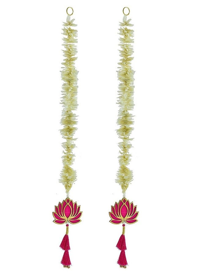 BENAVJI BENAVJI Handmade MDF Wood Lotus Mogra Jhumki Style Hanging Decor Floral Wall Hangings for Temple, Home, Diwali, Weddings, Stage, Mandap & Festive Decorations Artificial Flowers 2.5 Feet Pack of 11  - Image 5