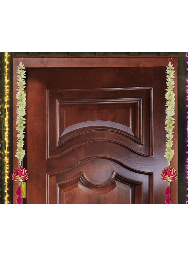 BENAVJI BENAVJI Handmade MDF Wood Lotus Mogra Jhumki Style Hanging Decor Floral Wall Hangings for Temple, Home, Diwali, Weddings, Stage, Mandap & Festive Decorations Artificial Flowers 2.5 Feet Pack of 11  - Image 3