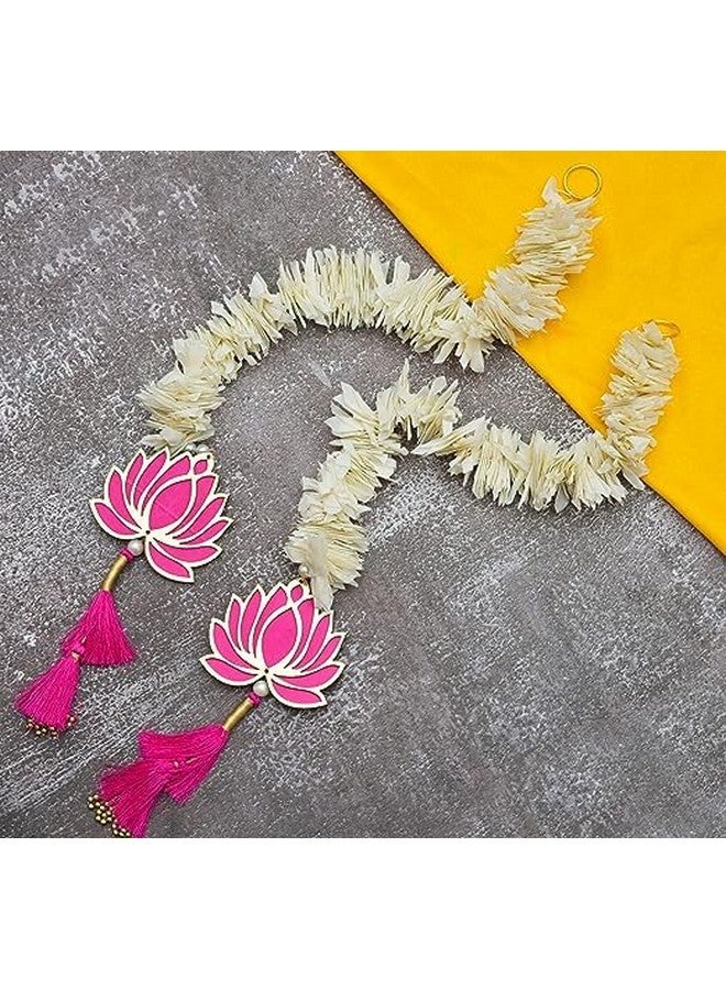BENAVJI BENAVJI Handmade MDF Wood Lotus Mogra Jhumki Style Hanging Decor Floral Wall Hangings for Temple, Home, Diwali, Weddings, Stage, Mandap & Festive Decorations Artificial Flowers 2.5 Feet Pack of 11  - Image 4