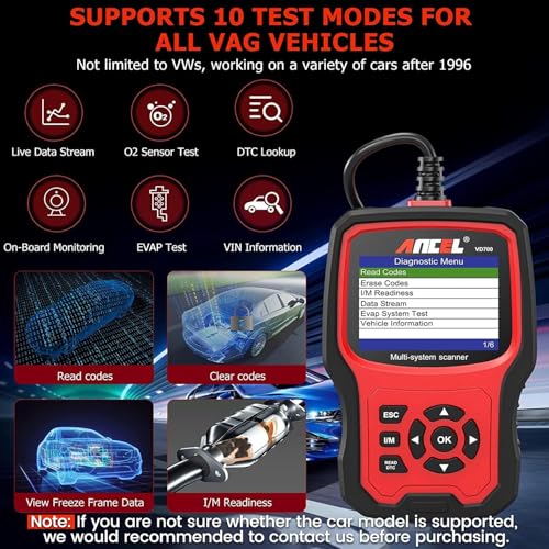 Ancel ANCEL VD700 OBD2 Diagnostic Code Reader Scan Tool Fit for Volkswagen Audi VW Skoda Seat, All Functions OBD11 Scanner for VAG Vehicles with Battery Registration EPB Reset (Upgraded VD500) - Image 4