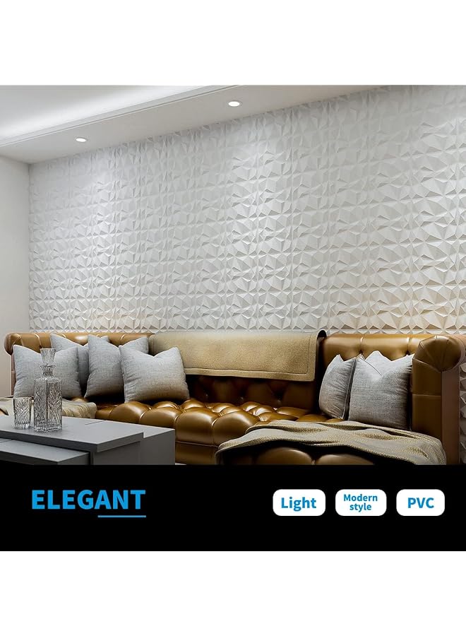 SAGREENY 10 Pack 3D Decorative 3D Wall Panels In Diamond Design 12 Inch X12 Inch Matt White Suitable For Living Room Bedroom Kitchen Room Tv Backdrop Sofa Background Basement Walls Feature Walls Etc - Image 3