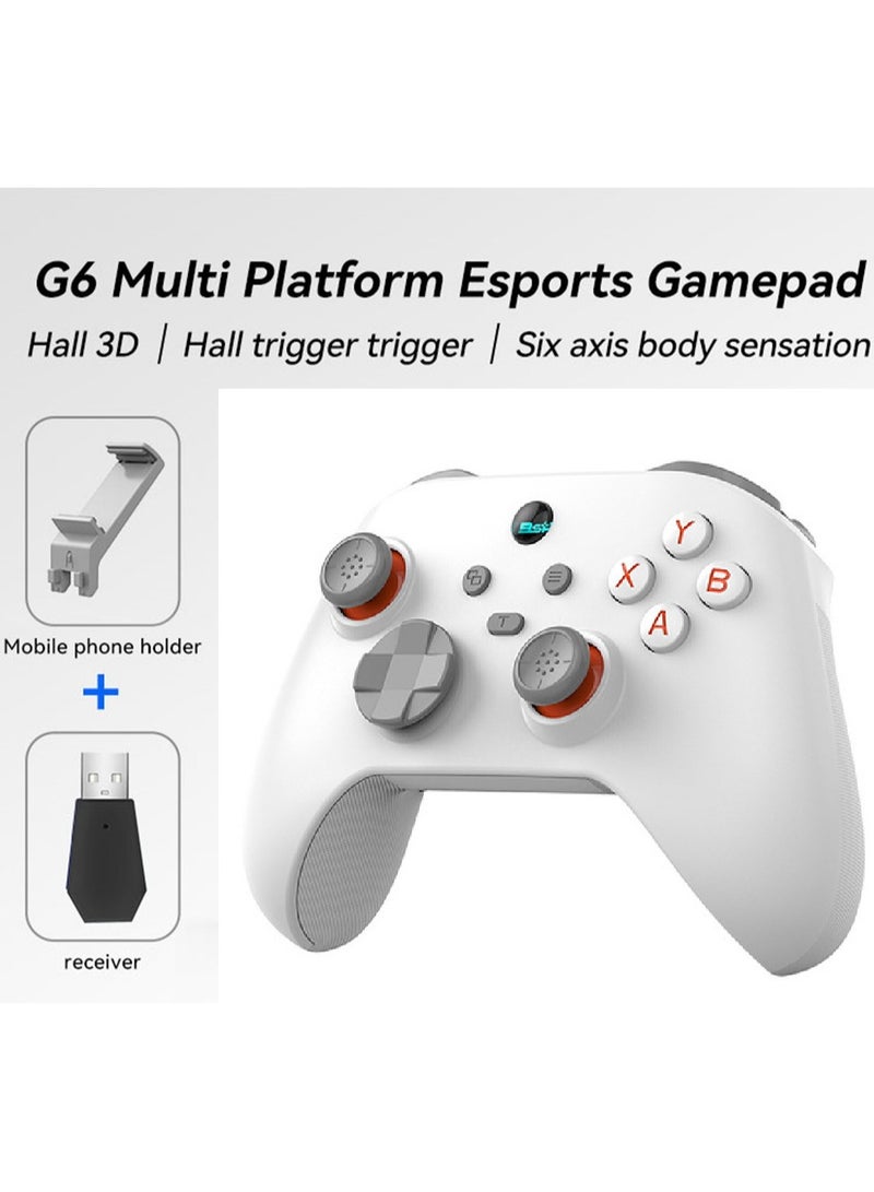 BSP Classic Gamepad BSP G6 Wireless Game Controller for Switch / PC / iOS / Android with 2.4G Receiver, Holder, Hall Joystick/Hall trigger, TURBO Continuous Transmission, Asymmetric Double Vibration Motor, 6-Axis Gyroscope, Programmable Back Buttons, Anti Slip Texture - Image 1