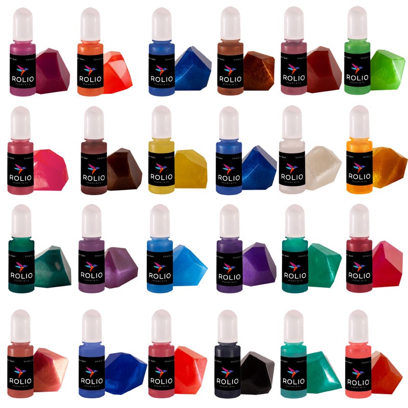 Rolio Pigments Resin Liquid Pigment Pearlescent Colors  24 Vibrant Colors for Epoxy Resin Jewelry Making Crafts Decorations Garment Accessories Painting DIY Art  033 oz10 ml Each