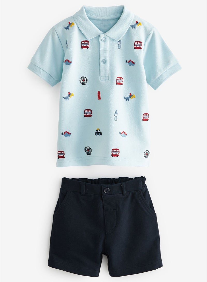 Boys Summer Short Sleeve Shorts Two-piece Set - Image 1