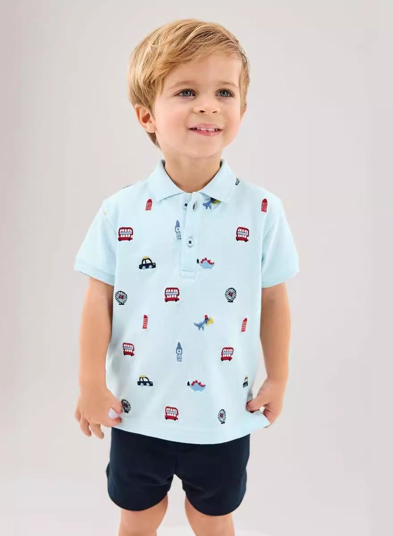 Boys Summer Short Sleeve Shorts Two-piece Set - Image 5