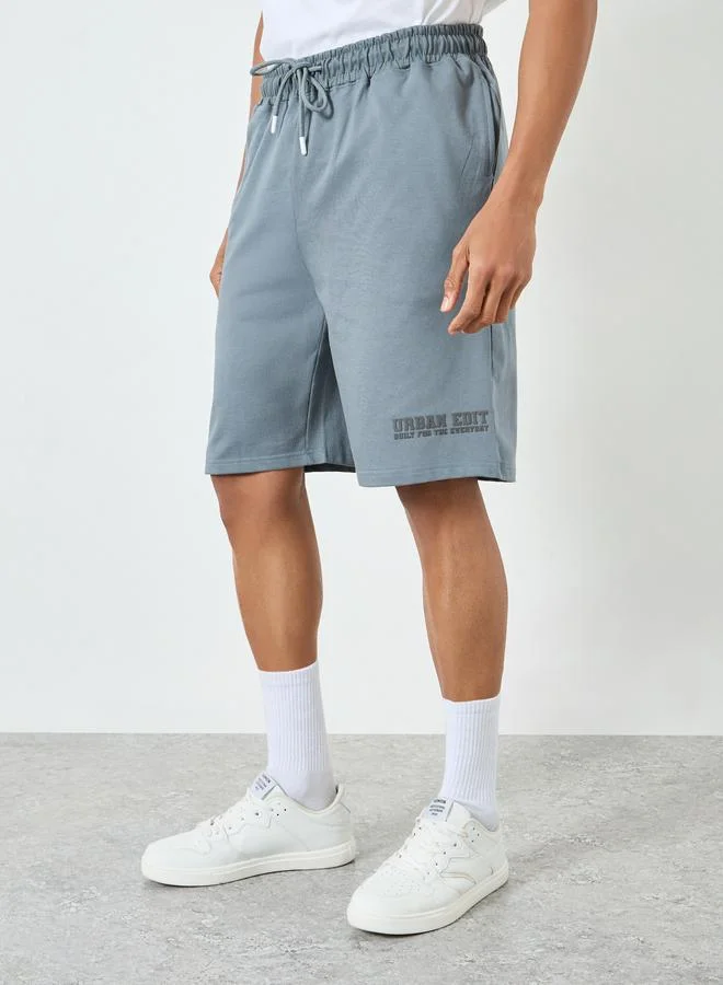 Styli  Men Blue Placement Printed Oversized Shorts for Men | Best Price UAE