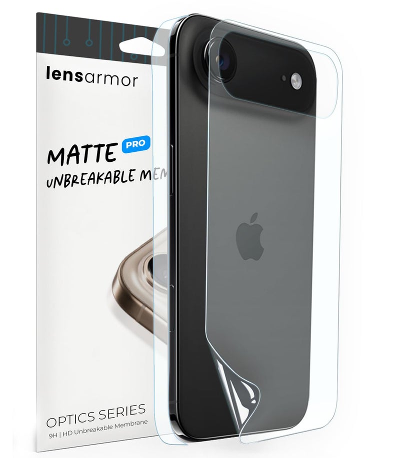 Lensarmor Compatible with iPhone 17 Air Matte Back Skin Membrane – Unbreakable Anti-Glare Back Protector Film with Installation Kit, Scratch Resistant & Smooth Touch Flexible Shield (6.5") - Image 1