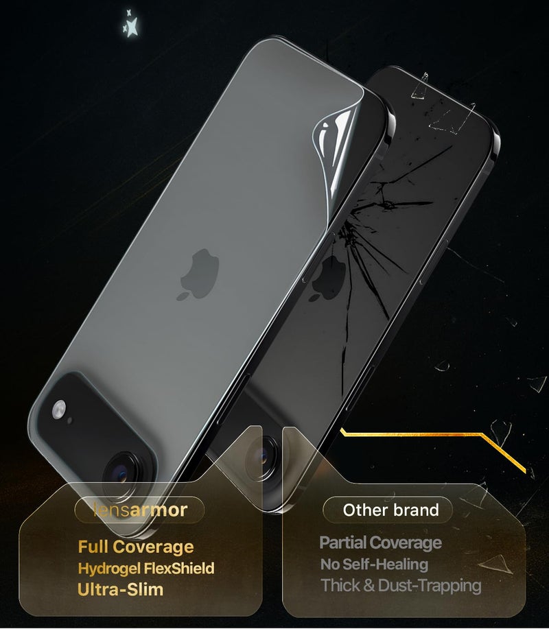 Lensarmor Compatible with iPhone 17 Air Matte Back Skin Membrane – Unbreakable Anti-Glare Back Protector Film with Installation Kit, Scratch Resistant & Smooth Touch Flexible Shield (6.5") - Image 3
