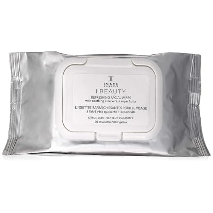 IMAGE Skincare, I BEAUTY Refreshing Facial Cleansing Wipes, Effectively Cleanse and Remove Makeup with Cucumber and Aloe Vera, 30 Count - Image 1