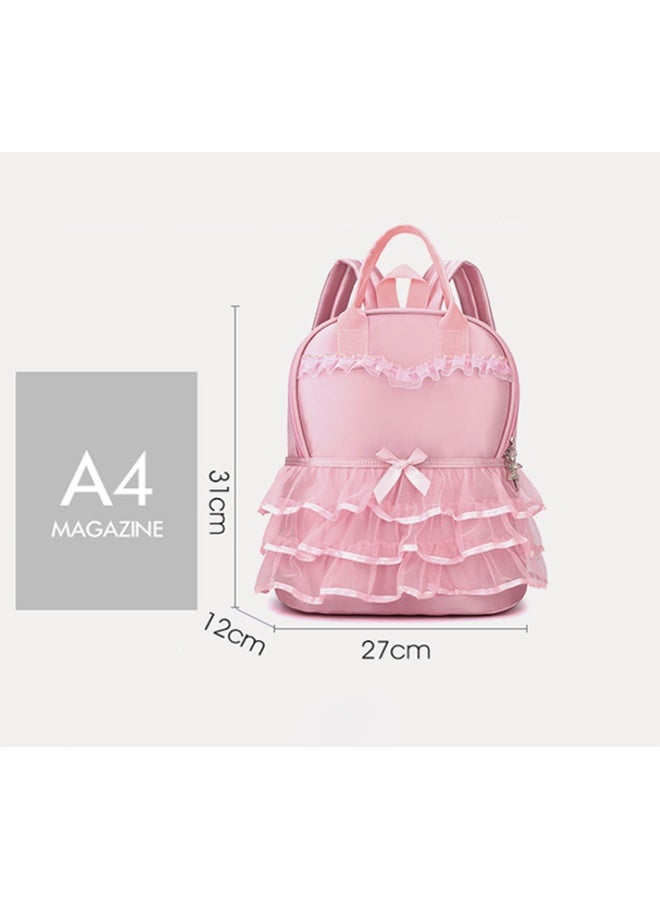 Children's Lace Princess Backpack, Sweet Cute Kindergarten Schoolbag for Girls, Travel Bag Ballet Bag with Adjustable Shoulder Straps - Image 3